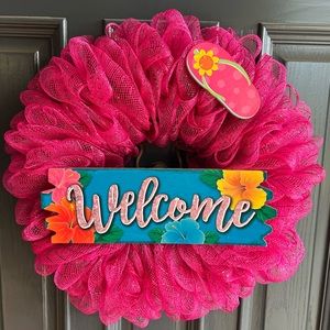 Fun summer wreath is hot pink